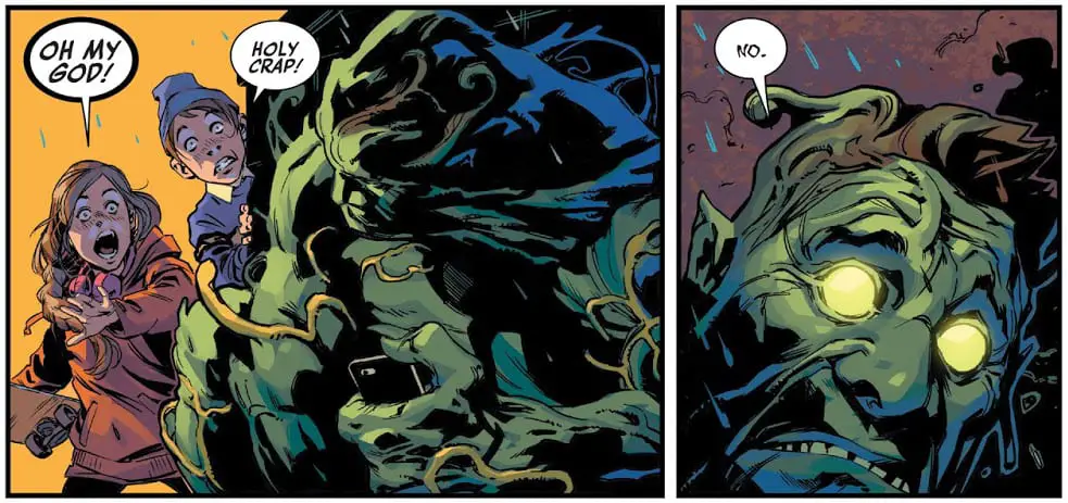 Children running from monster Oliver in Hulk #9.