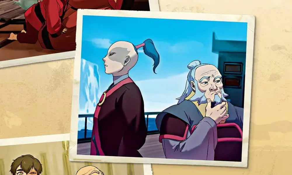Prince Zuko and Uncle Iroh donning their Fire Nation topknots in Avatar canon book, Legacy of the Fire Nation