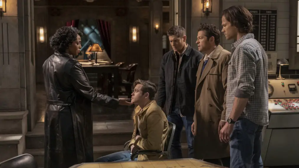 Supernatural Sam, Dean, Billie, and Jack in the Bunker