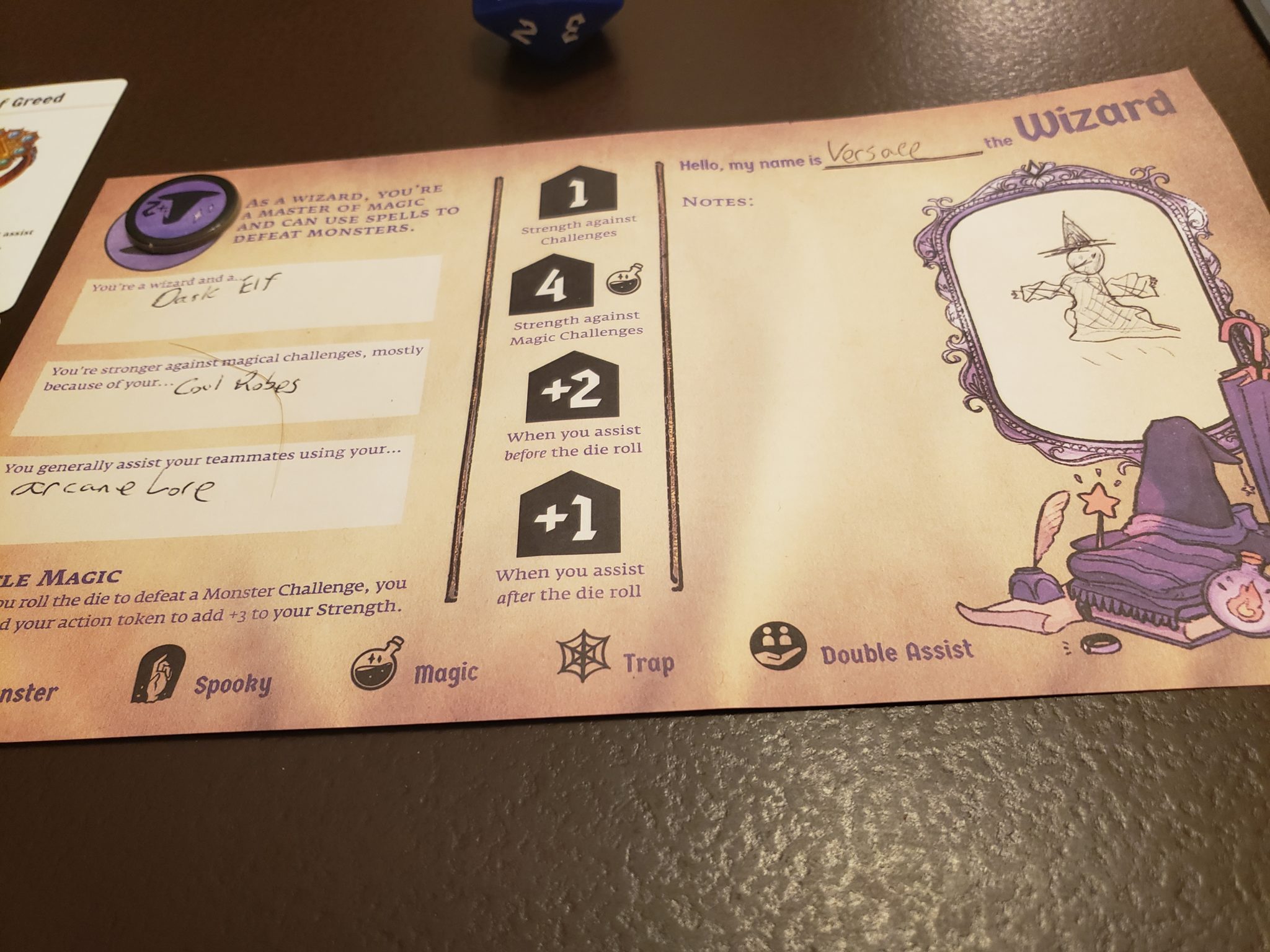 The character sheet