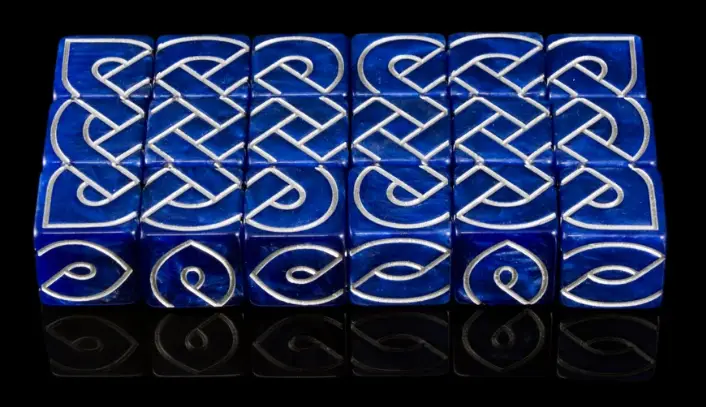 blue dice lined up together