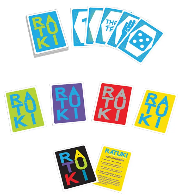Ratuki Makes For Fast Card Playing Fun 2 colorful cards with ratuku on the front