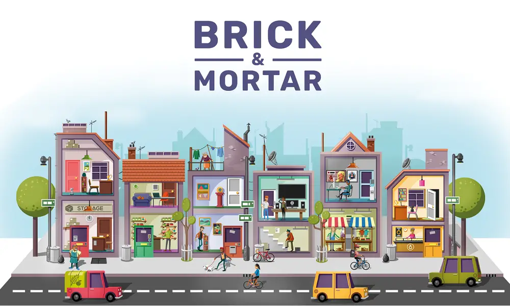 shops and stores brick and mortar illustration
