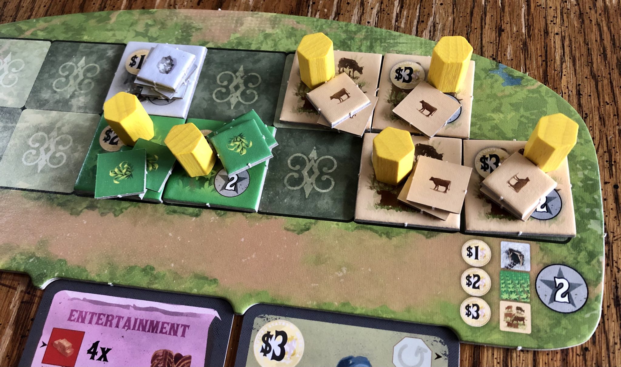 Nevada City  Player board - work and land