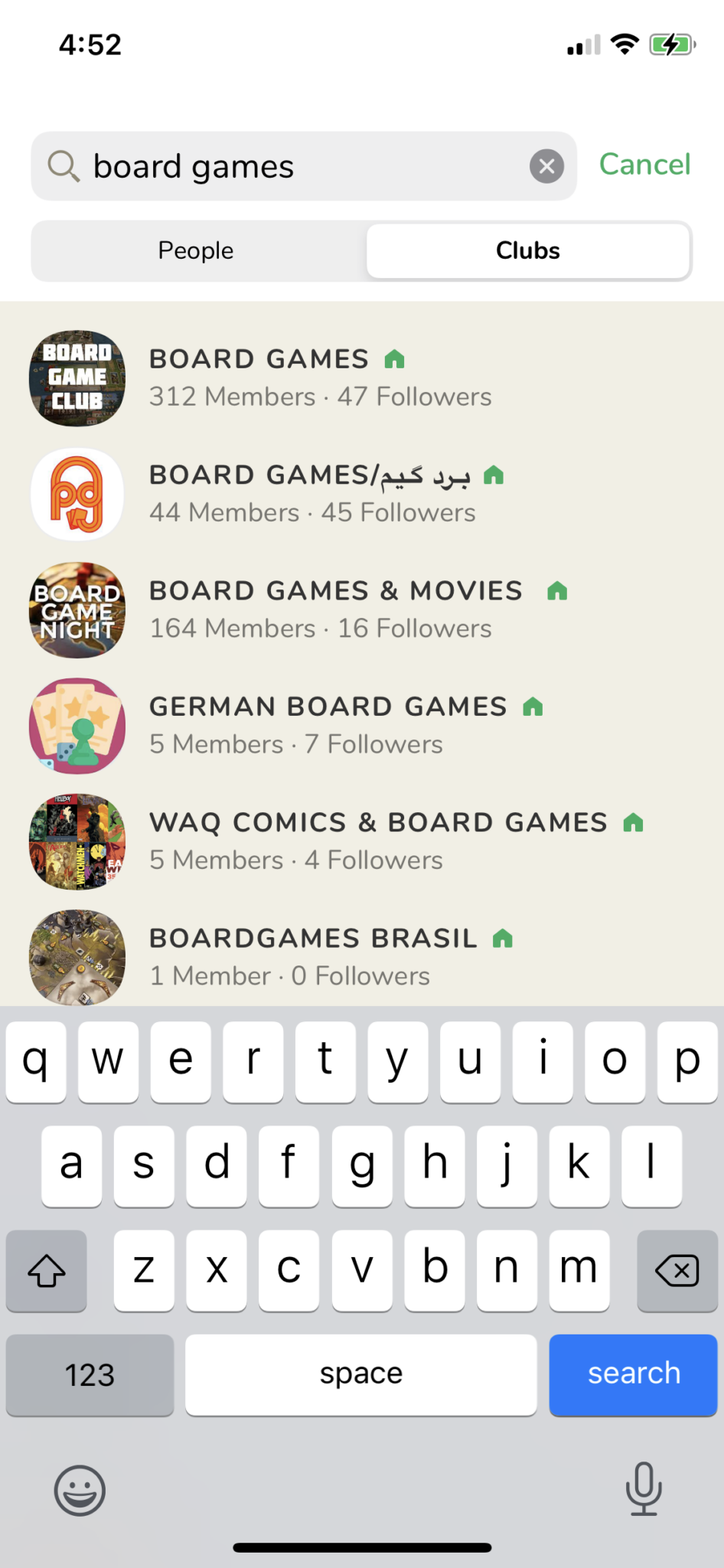 Board game search on clubhouse
