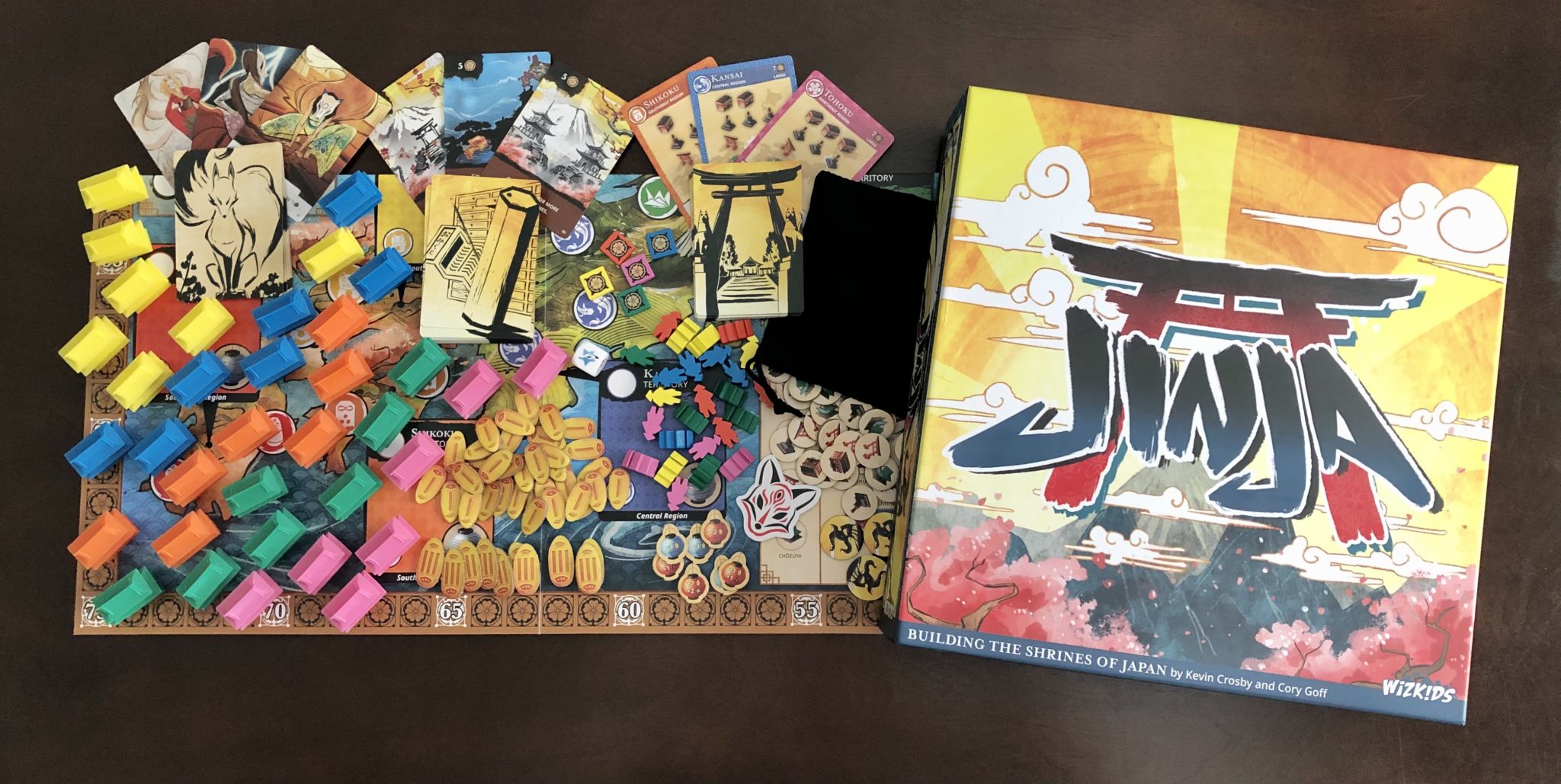 Jinja - A Beautiful Worker Placement Area Majority Game 2 Jinja components
