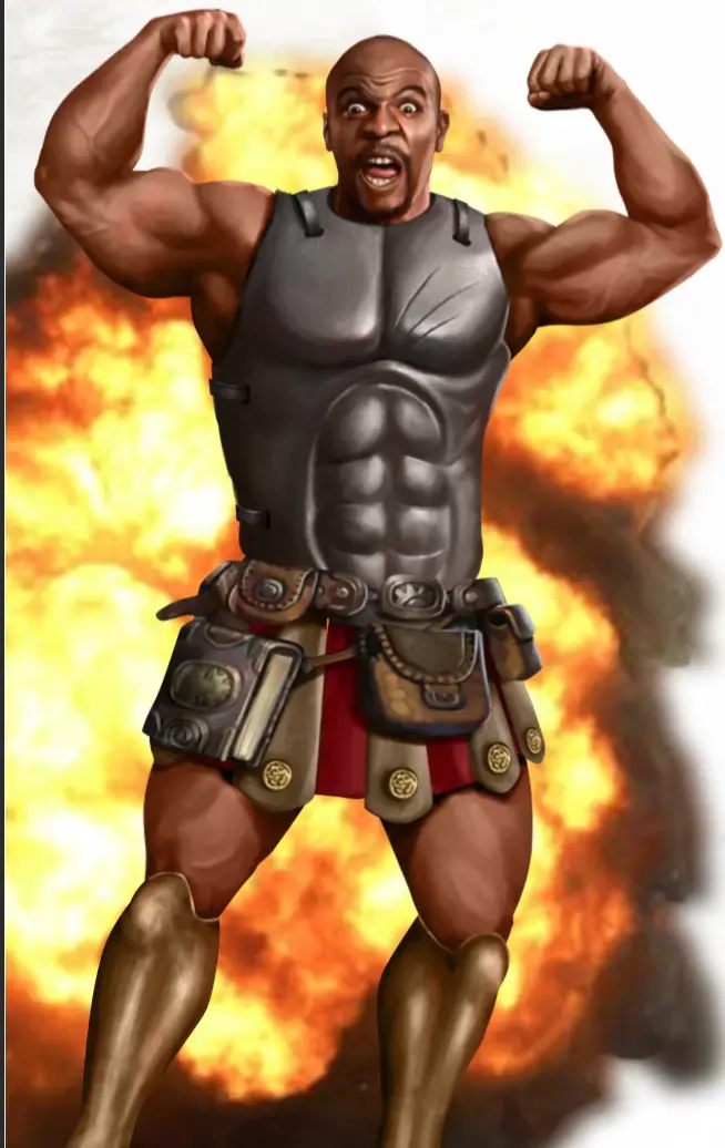 A Cleric of the Explosion Domain who looks like Terry Crews