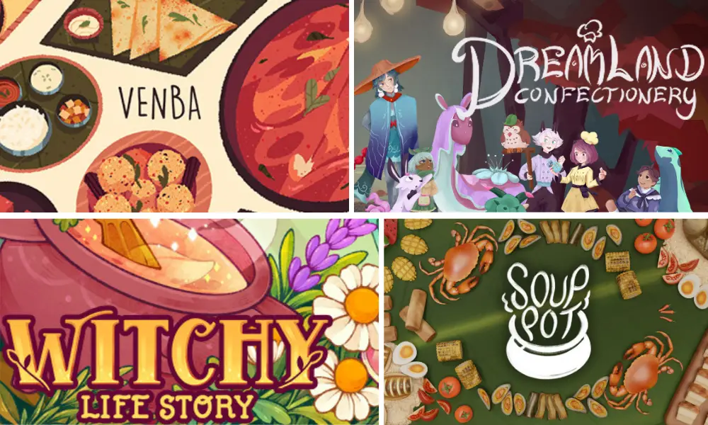 colorful collage of food based video games