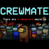 A group of fifteen variously colored spaceman characters stand under blue text that reads "Crewmate," and red text that reads "there are 3 imposters among us."