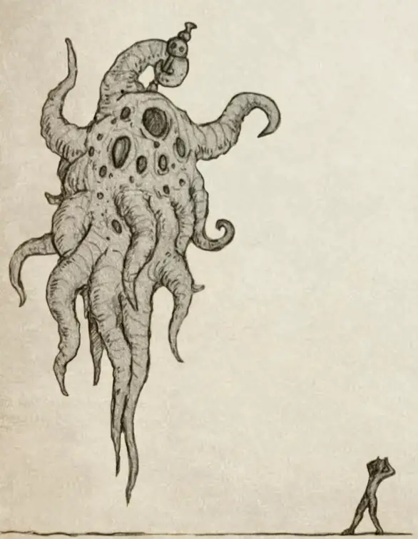 Servitor of the Outer Gods shown in scale with a human