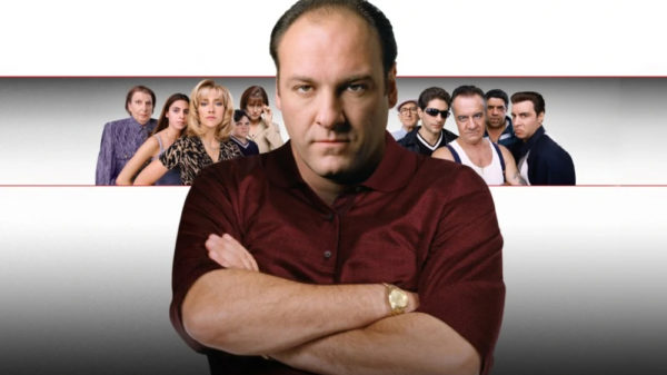 Banner advertising season one of The Sopranos, featuring all major characters.