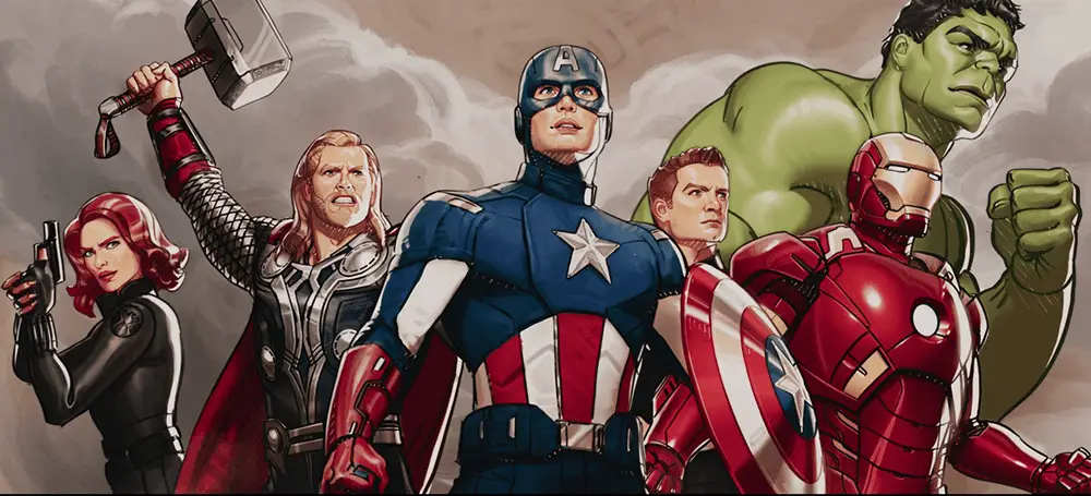 The Avengers illustrated in a more detailed version of What If ...?'s art style