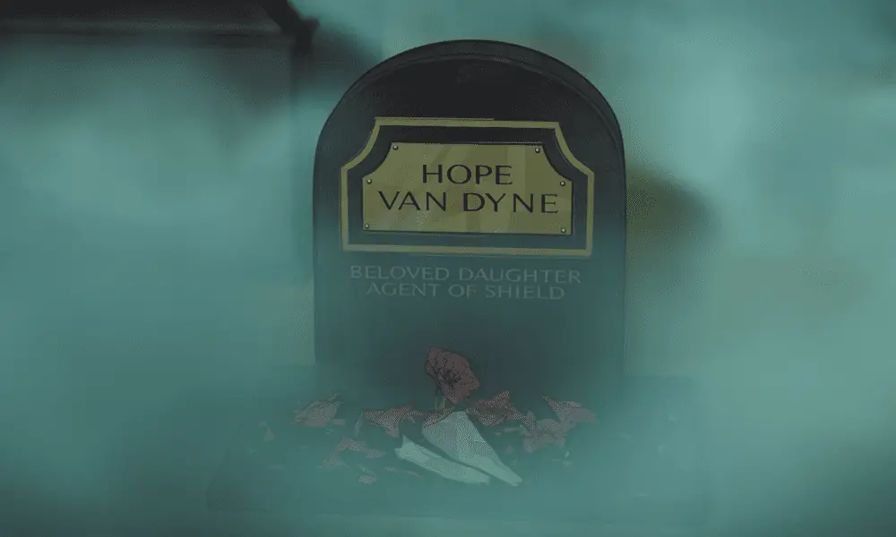 Hope Van Dyne's gravestone in  What If ...? S01E03 