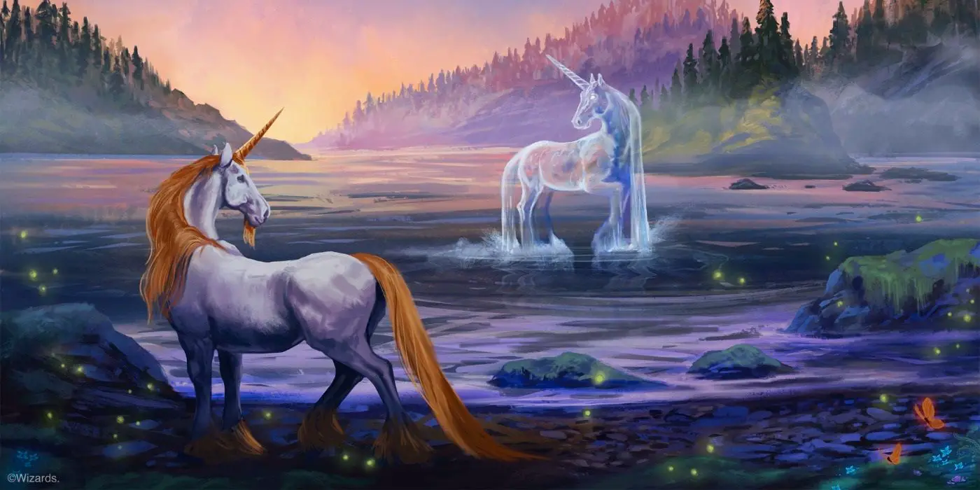 Wild Beyond the Witchlight art showing two unicorns