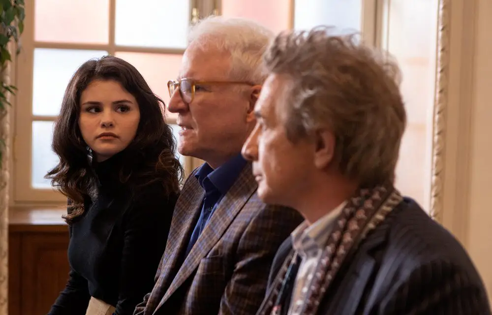  From Left to Right: Selena Gomez as Mabel Mora, Steve Martin as Charles Hayden-Savage, and Martin Short as Oliver Putnam  in Only Murders in the Building 