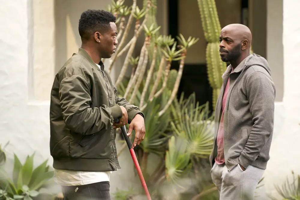 ONE OF US IS LYING -- "One of Us Is Cracking" Episode 105 -- Pictured: (l-r) Chibuikem Uche as Cooper, Alimi Ballard as Kevin -- (Photo by: Nicola Dove/Peacock)