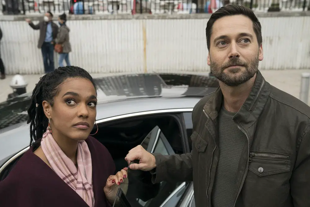 NEW AMSTERDAM -- "Death is the Rule. Life is the Exception" Episode 410 -- Pictured: (l-r) Freema Agyeman as Dr. Helen Sharpe, Ryan Eggold as Dr. Max Goodwin -- (Photo by: Virginia Sherwood/NBC)