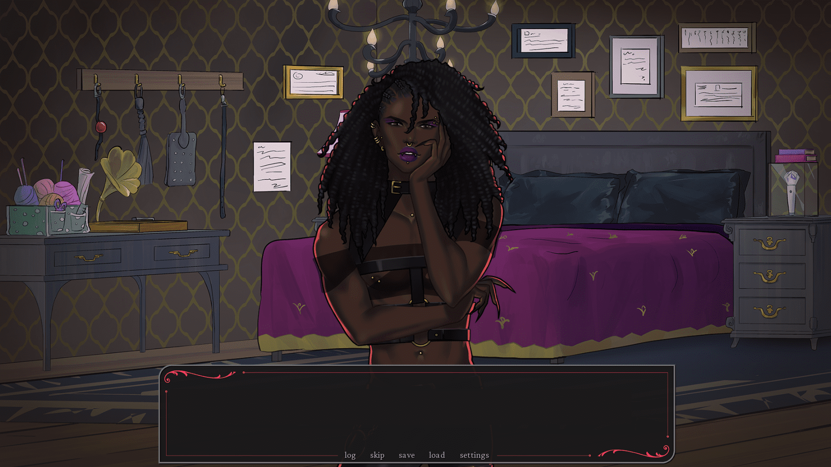 Vampiric Visual Novel First Bite Is Memorable And Sublime 3 laurel from first bite in their bedroom talking to the player