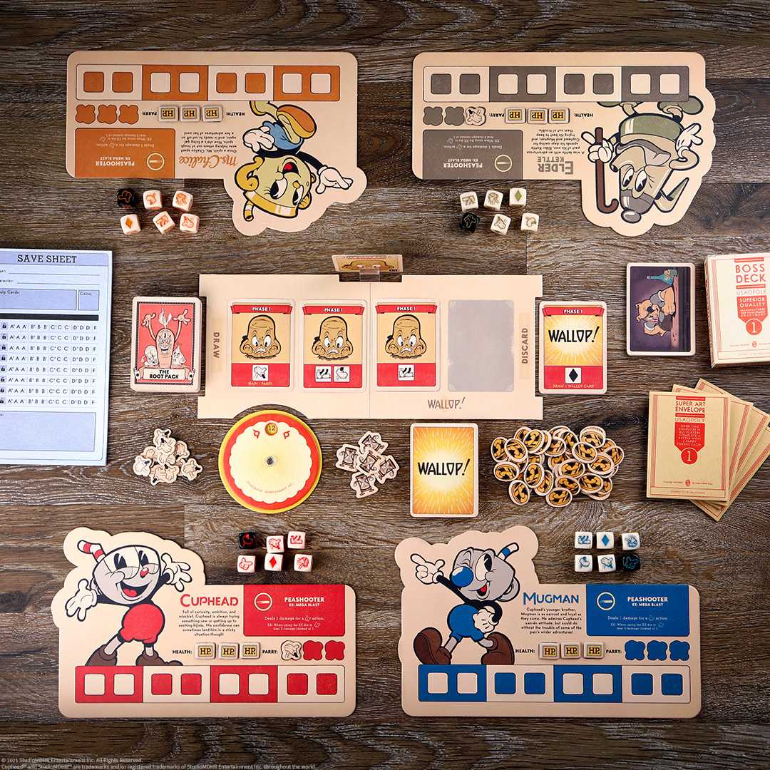 Fandomentals Fundraiser Giveaway #3: Cuphead - Fast Rolling Dice Game 1 Cuphead: A Fast Rolling Dice Game contents