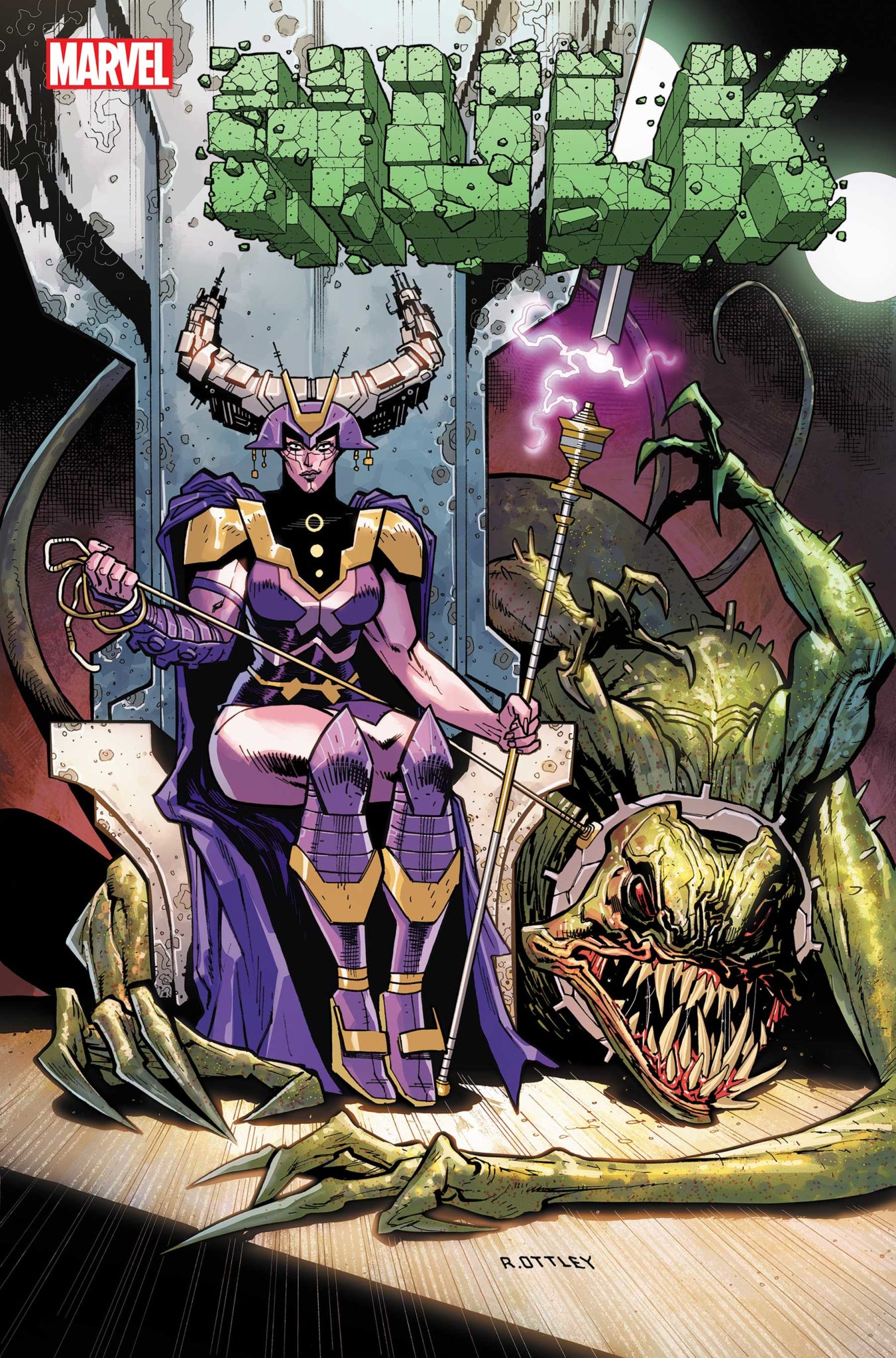 Meet The Mysterious Ruler of "Hulk Planet" In New Arc Of Cates & Ottley's 'Hulk' 5 Hulk #9 showing Monolith, queen of Hulk Planet
