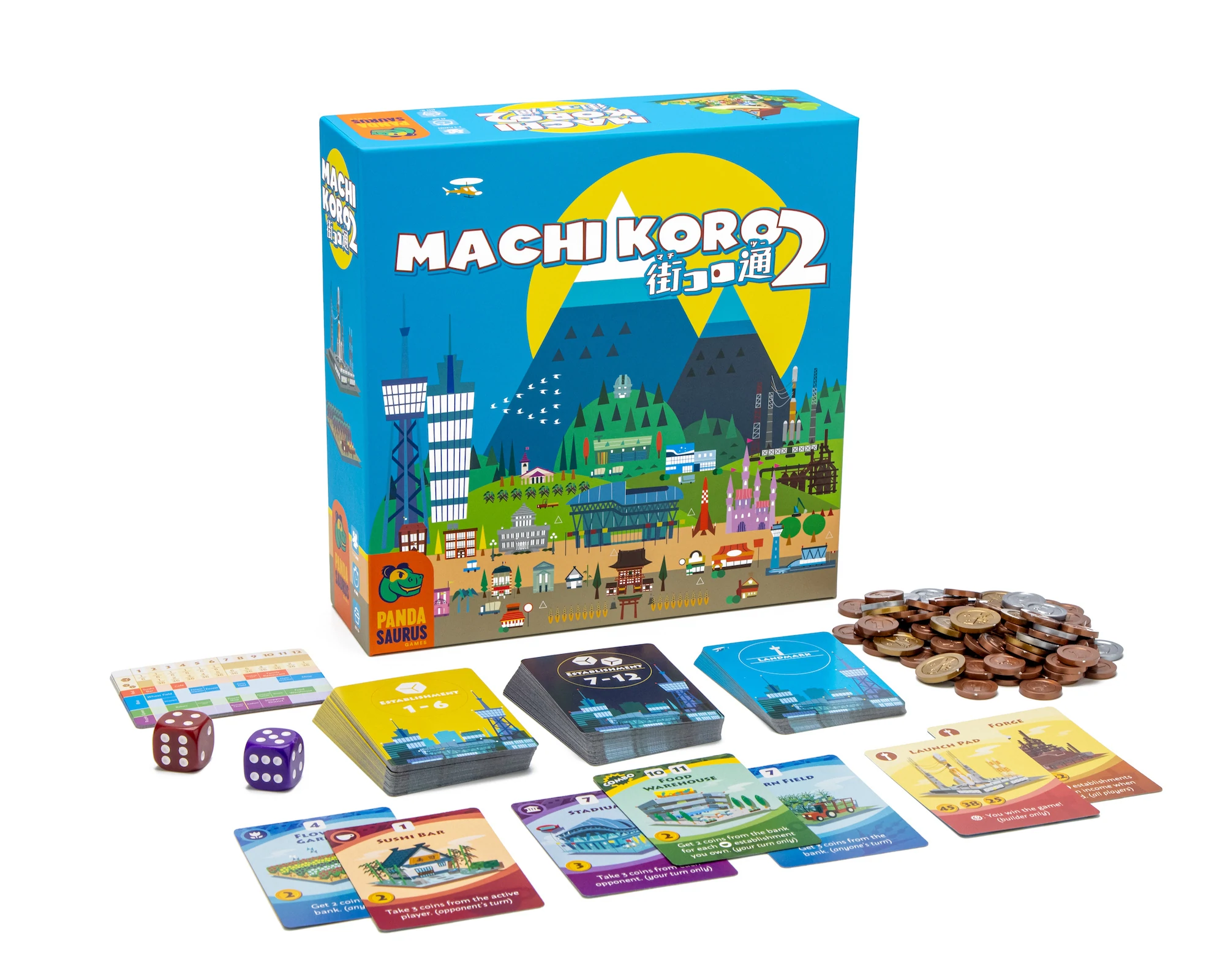 Fandomentals Fundraiser #8: The Marvelous Machi Koro 2 Bundle 1 Machi Koro 2 contents