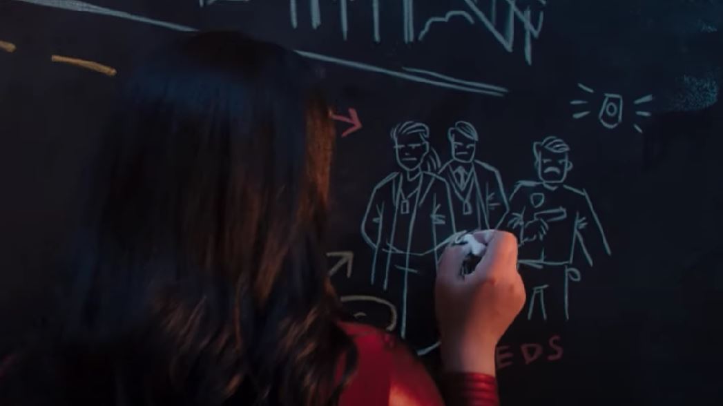 Ms. Marvel Sandwiches An Uneven Show Within A Great One 2 Ms. Marvel plotting on a chalkboard
