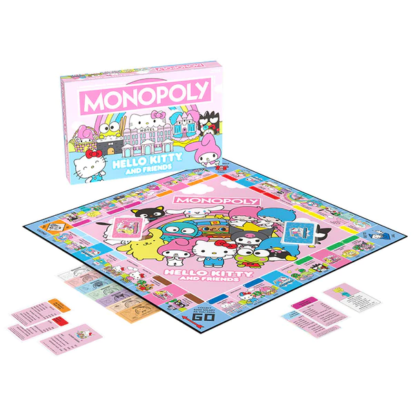 the Monopoly: Hello Kitty and Friends game set up.