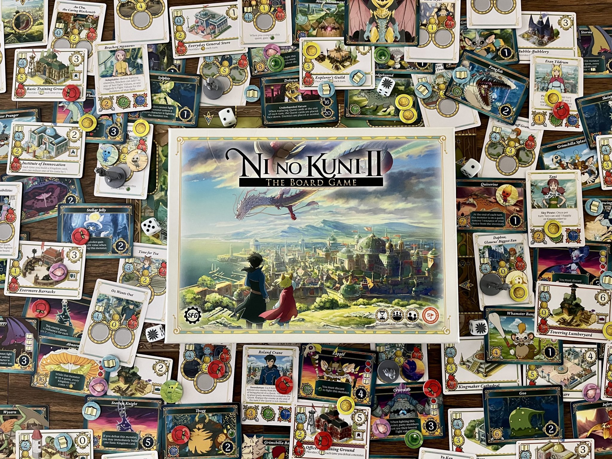 Ni No Kuni II: The Board Game with components set out on the table