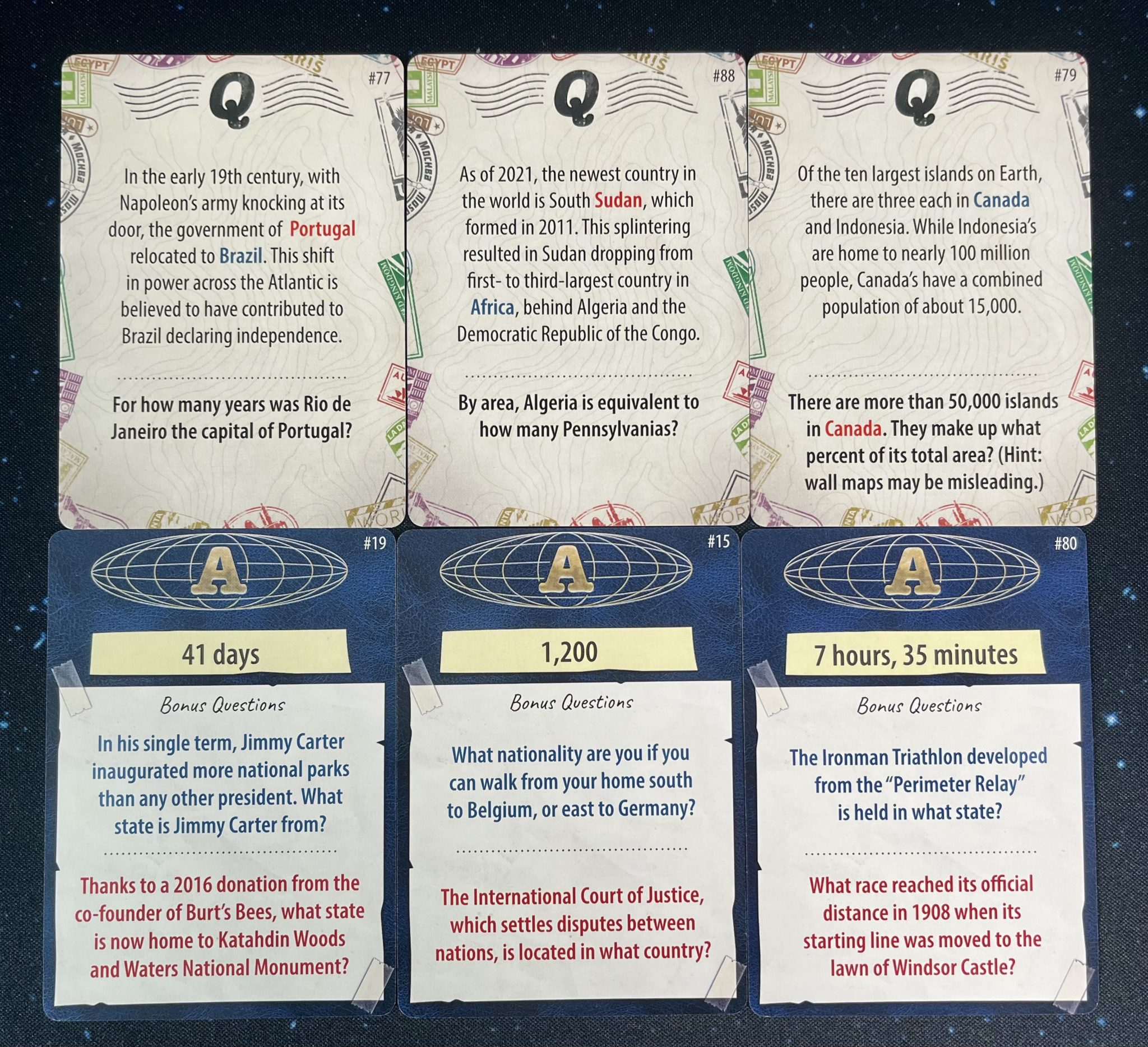 Trekking the world trivia question cards