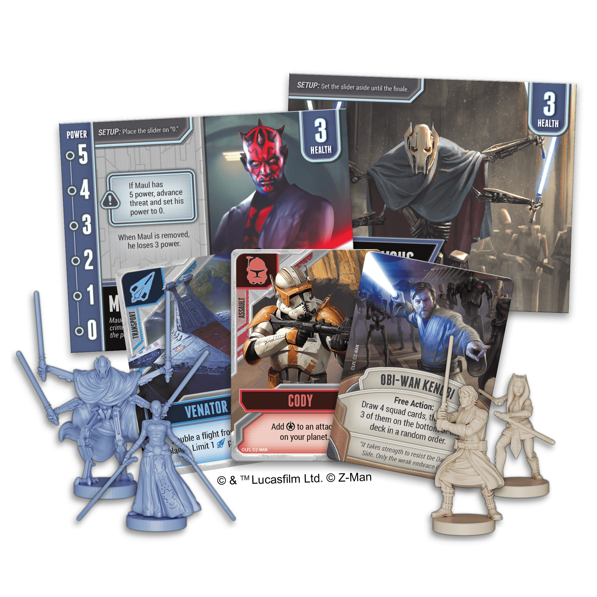 Star Wars: The Clone Wars Pandemic cards and minis