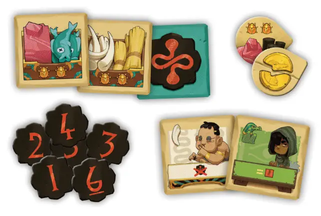 Sobek 2 Players: Treasures of the Pharaoh game components