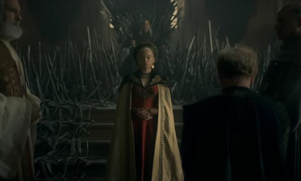 Rhaenyra in the throne room from House of the Dragon