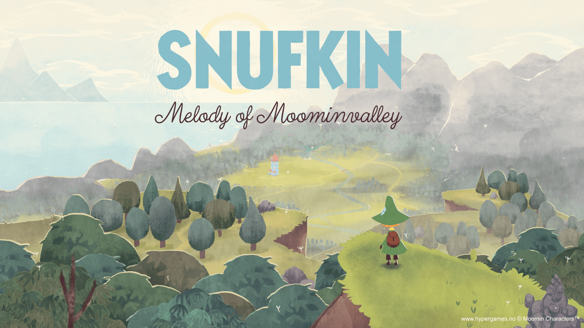 Snufkin: Melody Of Moominvalley art showing Snufkin and the valley