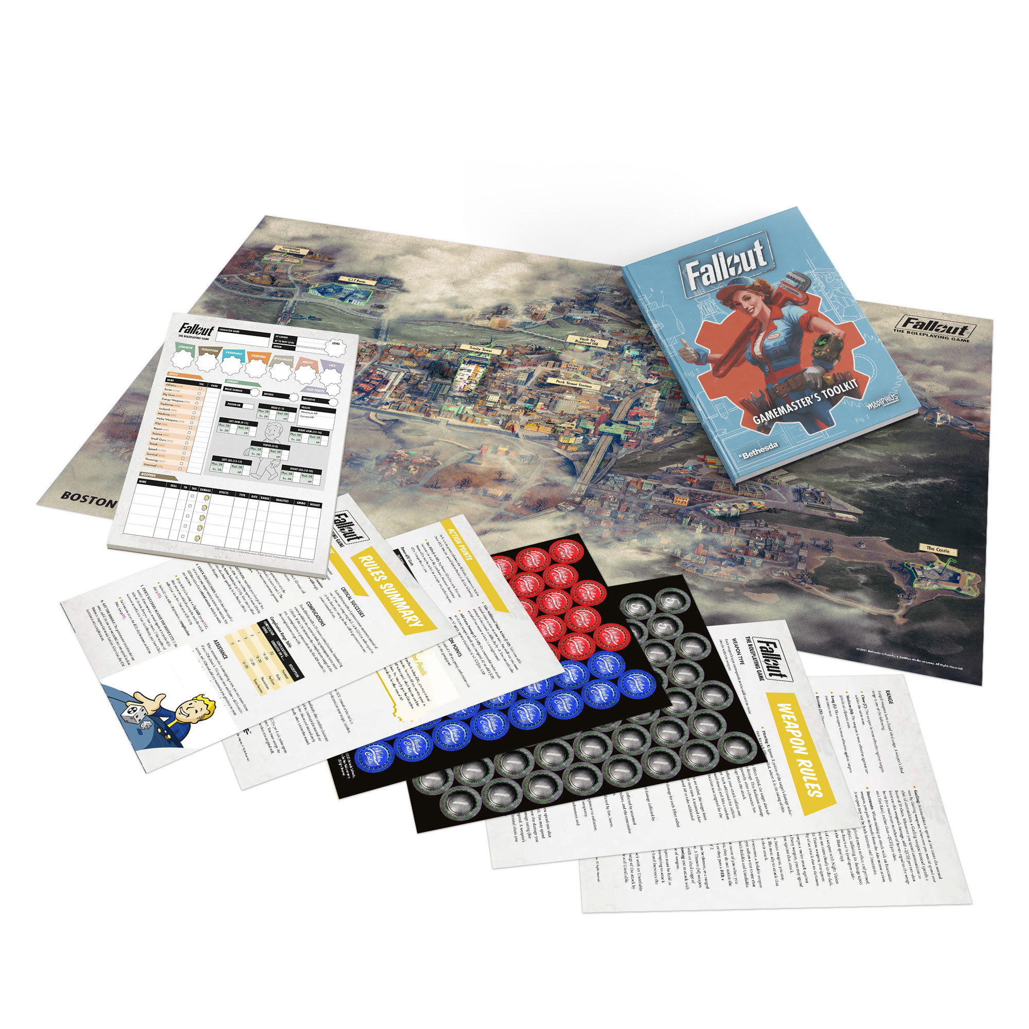 Modiphius Announces Retail Release Of 'Fallout: The Tabletop Roleplaying Game' Starter Set 2 Fallout: The Tabletop Roleplaying Game Starter Set contents