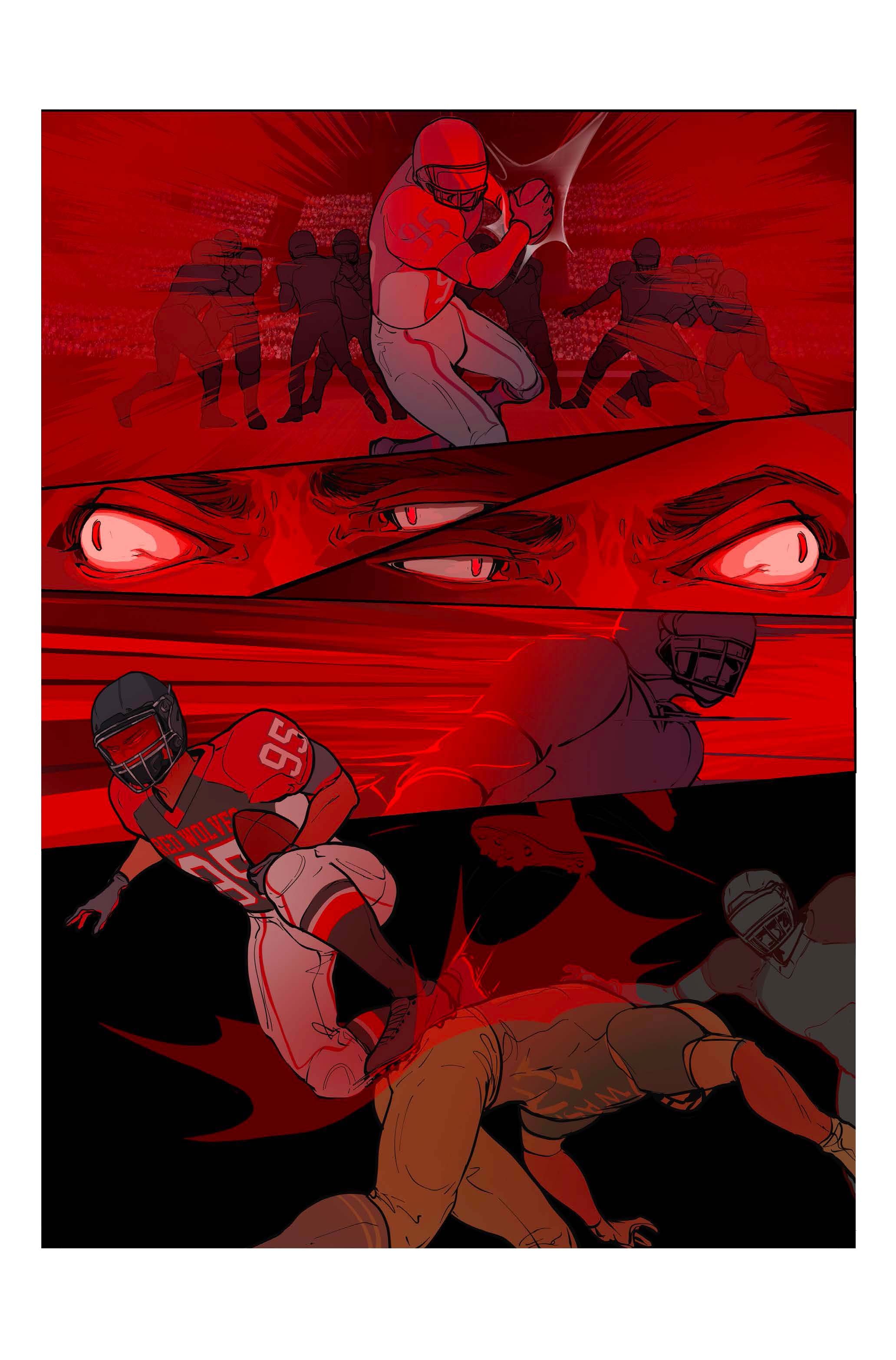 Judas Complex is a Beautiful, Mysterious Werewolf Story 3 football players tackling one another while they start turning into werewolves