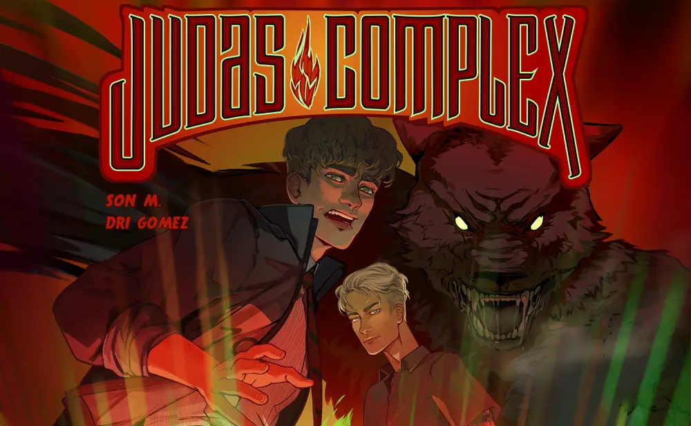 judas complex cover with the characters and werewolf