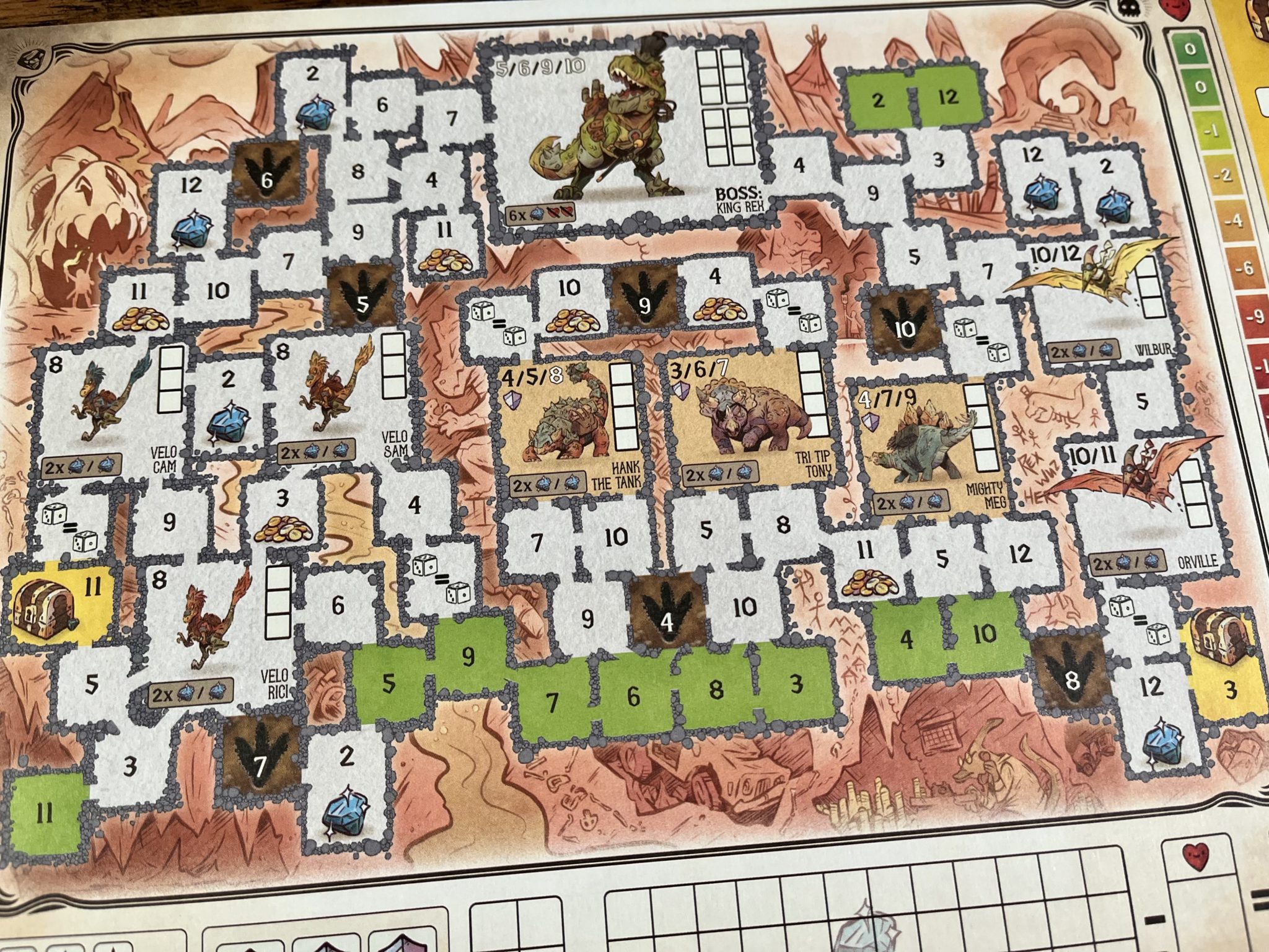 Needing Numbers Now in 'Dungeons, Dice & Danger' 4 Dungeons, Dice & Danger dinosaur map