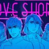 four characters in blue outline of love shore