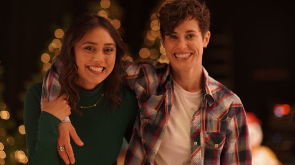 Dia frampton and Andi René Christensen smiling for the camera in merry and gay