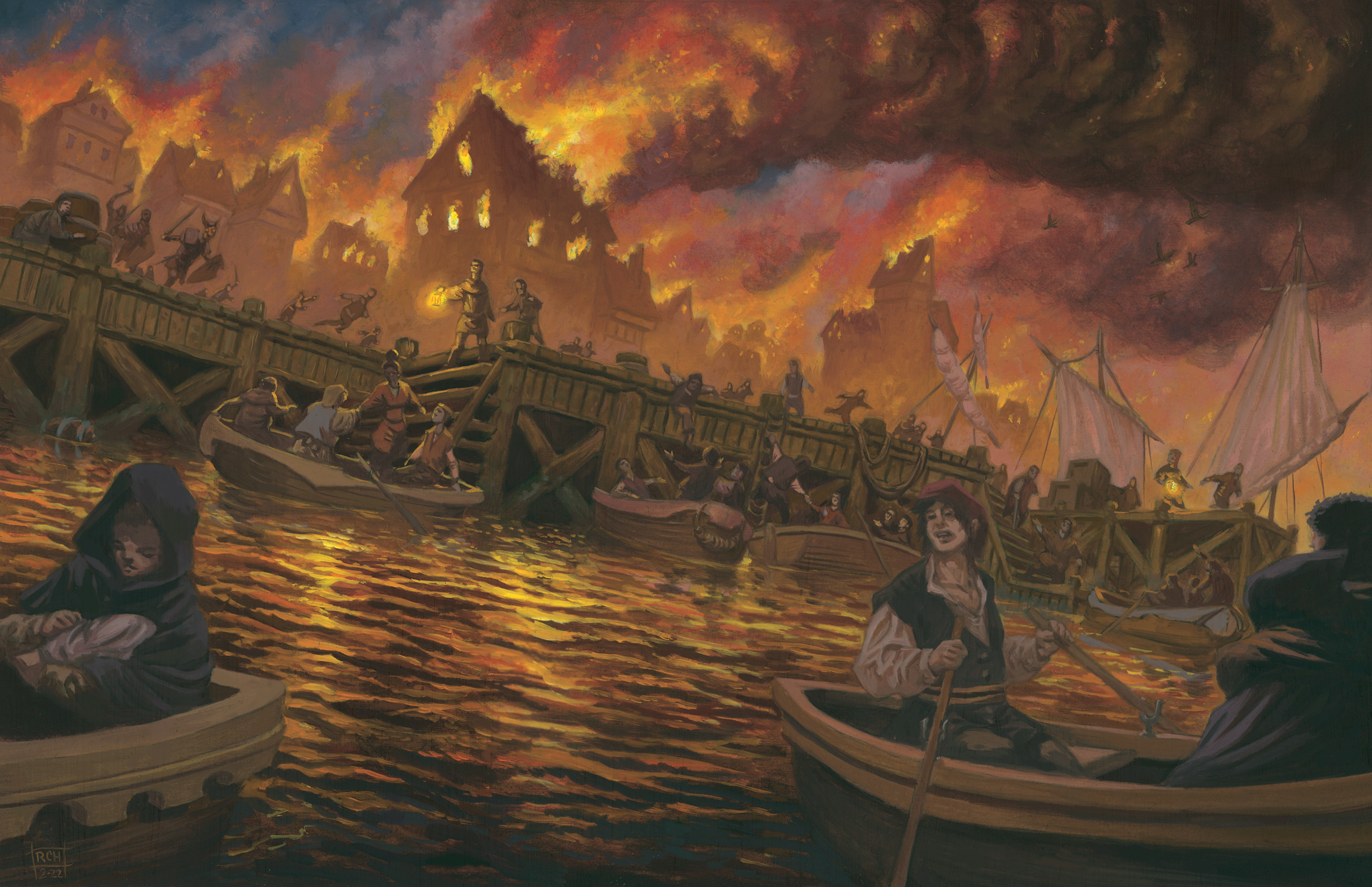 Refugees from Vogler escape the destruction wrought by the Red Dragon Army