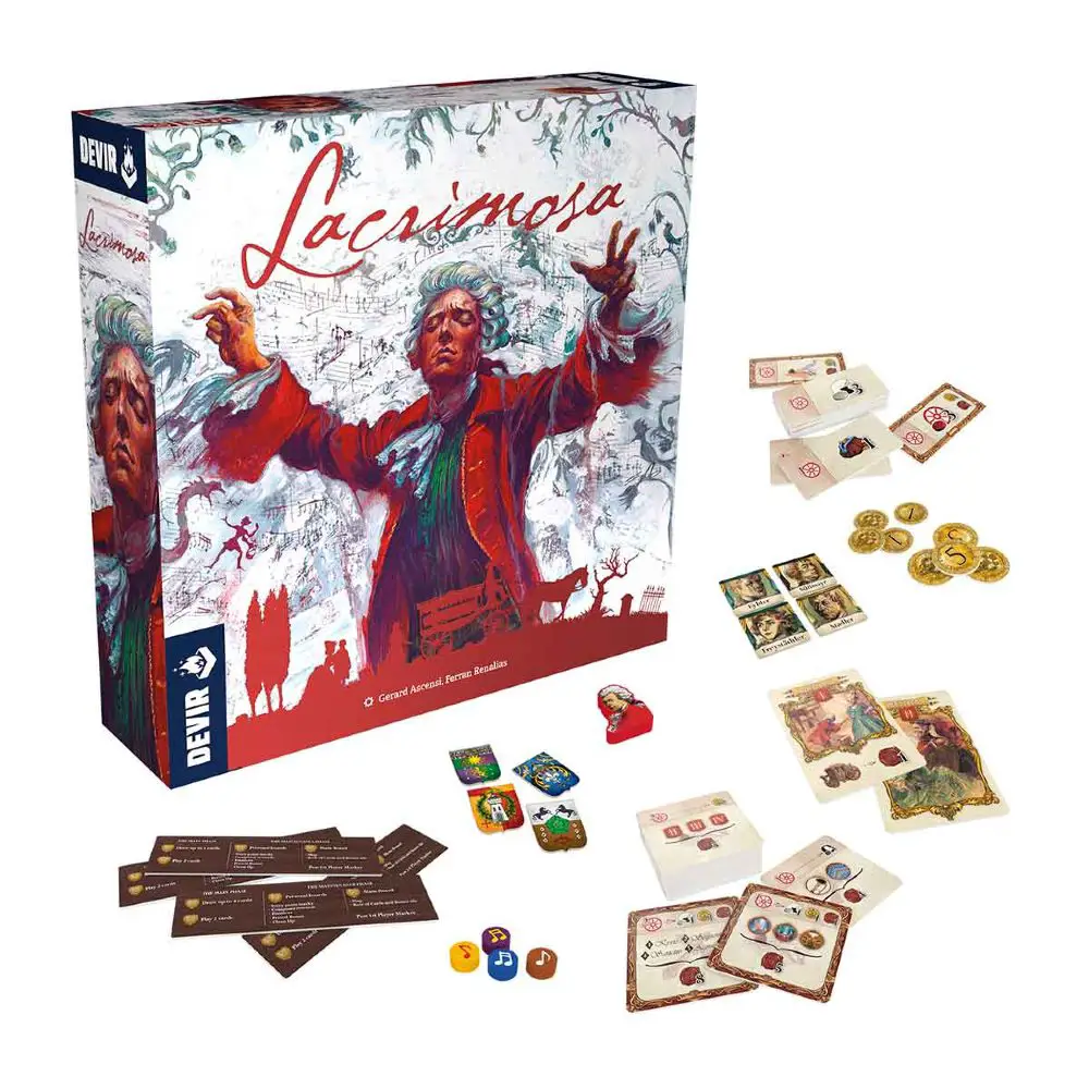 'Lacrimosa' Is A Complex and Long Look Into Mozart's Life 1 Lacrimosa box with tiles, counters, and money