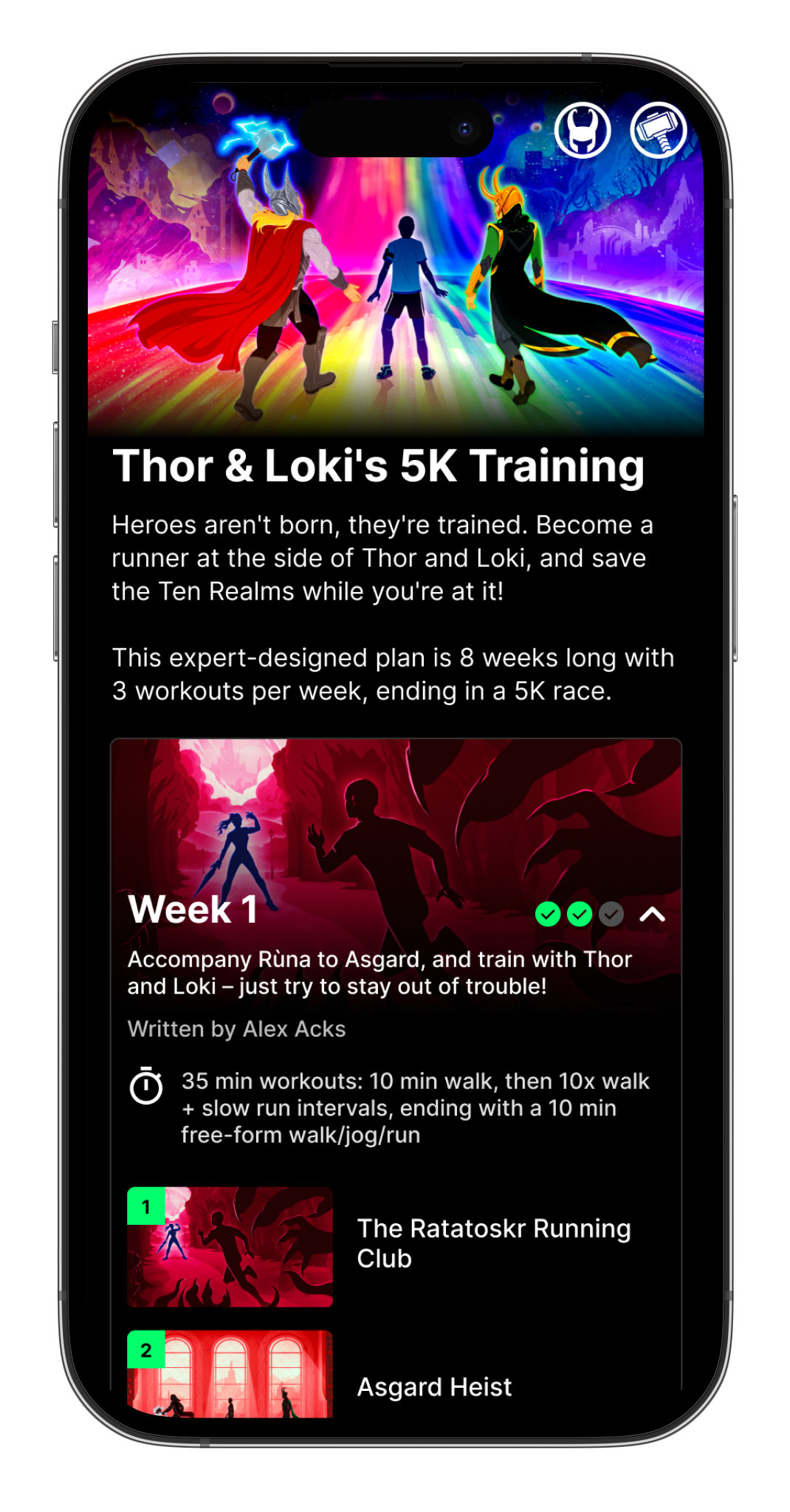 Marvel Partners With 'Zombies, Run!' Developer On New Fitness App 'Marvel Move' 4 Thor & Loki: Asgard 5K Training app mocokup