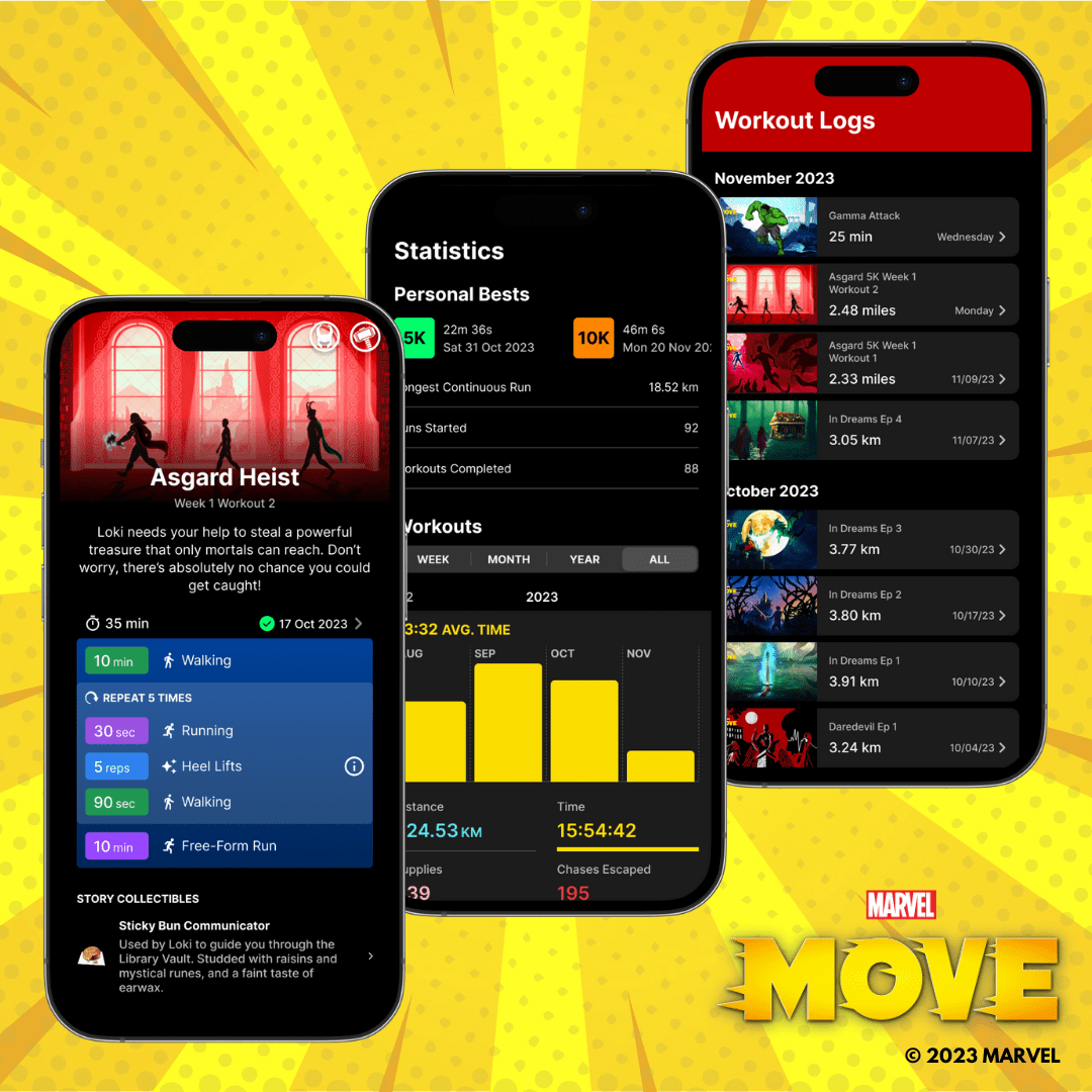 Marvel Partners With 'Zombies, Run!' Developer On New Fitness App 'Marvel Move' 1 Marvel Move App Mockups
