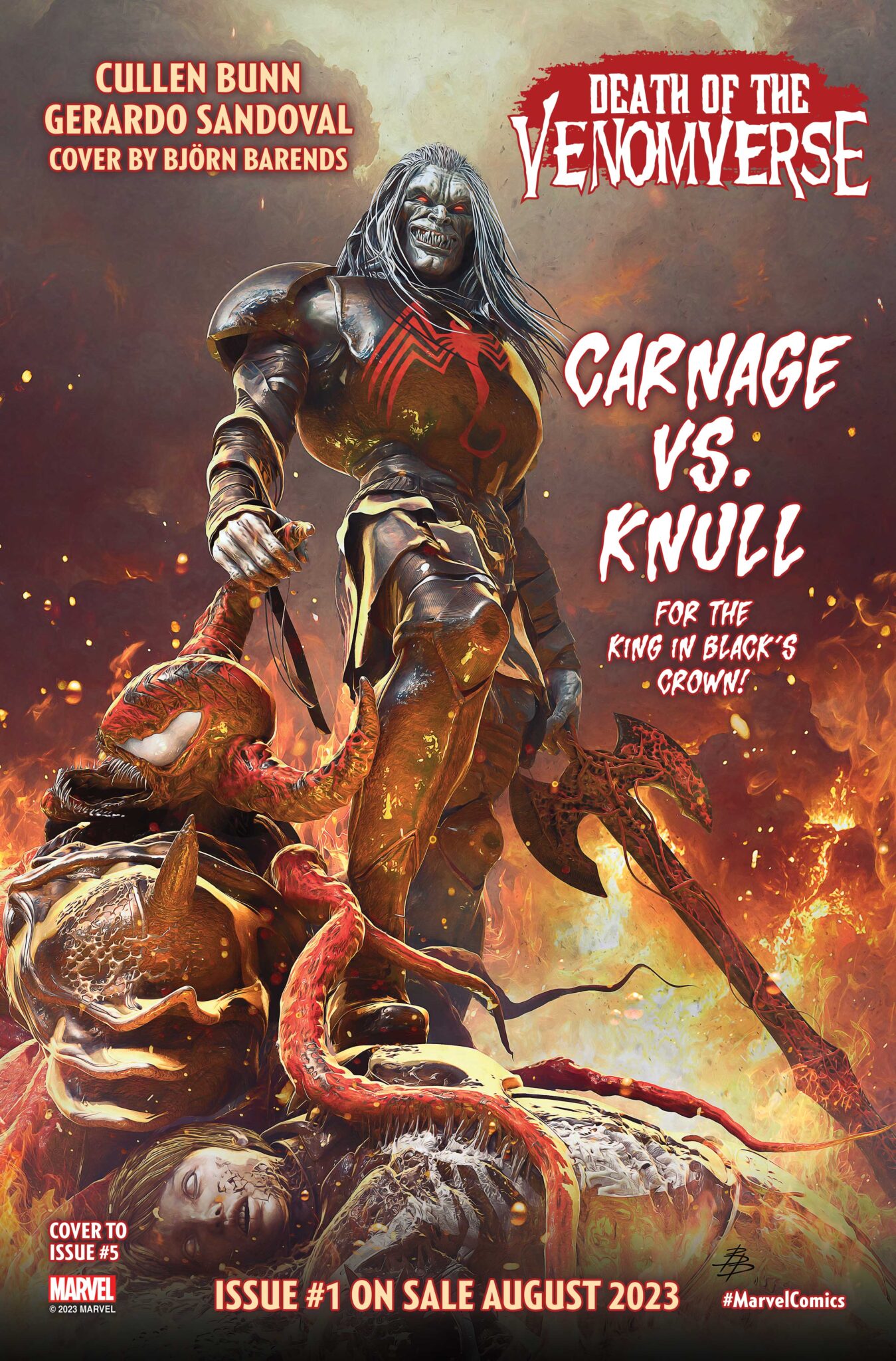 Hail To The King, Baby: Carnage Challenges For The King In Black's Crown In 'Death Of Venomverse' 1 'Death Of Venomverse' promo image