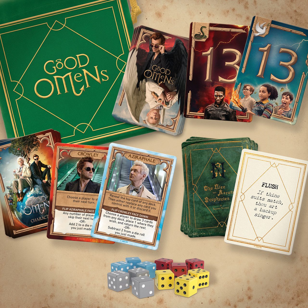 Renegade Game Studios Announces Release Of 'Ineffable Game' Based On Amazon's 'Good Omens' 2 Good Omens: An Ineffable Game cards and components