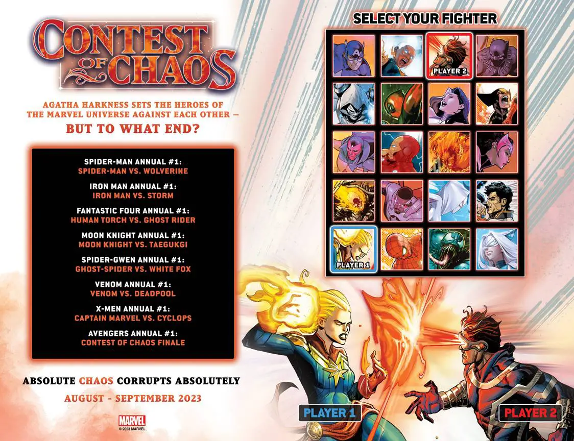 This Summer, Agatha Harkness's Contest Of Chaos Pits Heroes Against Each Other As Darkness Fills The Marvel Universe 9 Contest of Chaos schedule