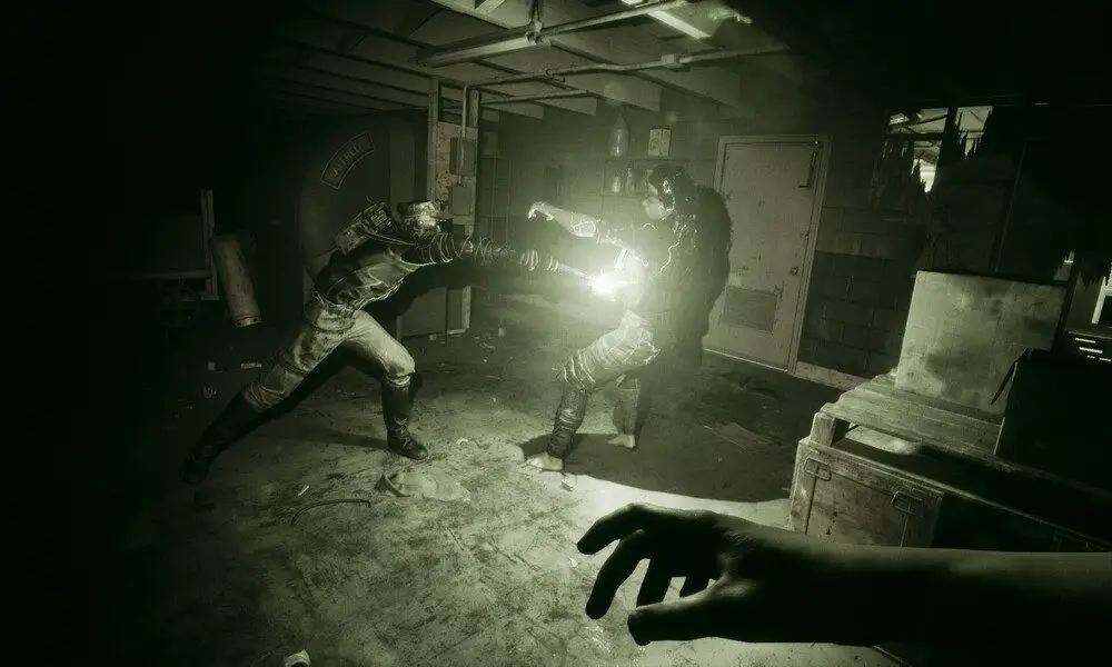 Outlast Trials gameplay where an insane police officer utilizes unnecessary  force.