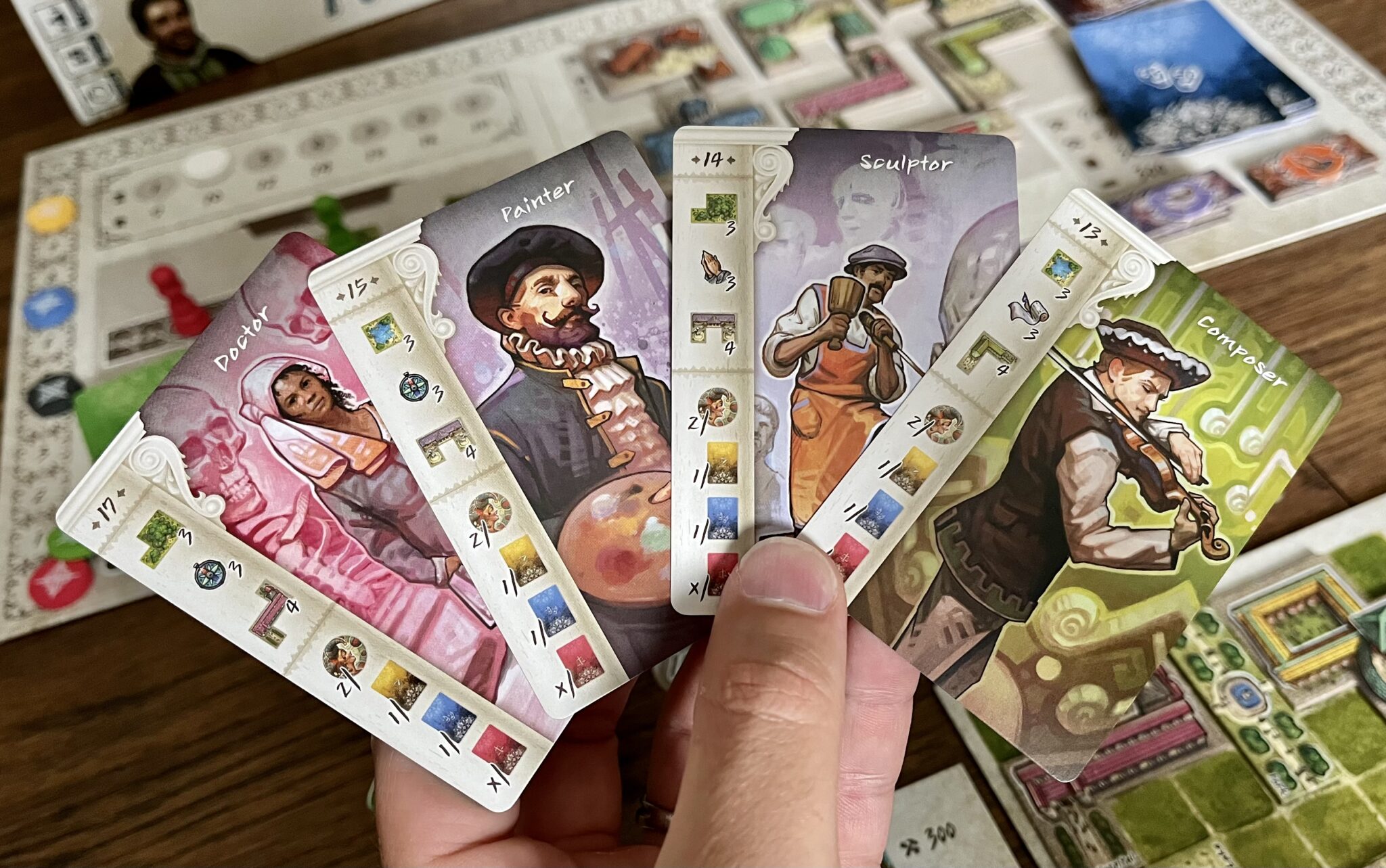 Bringing A Classic Euro Game Back To 2023 - 'The Princes of Florence' Review 2 The Princes of Florence - artists and scholars cards