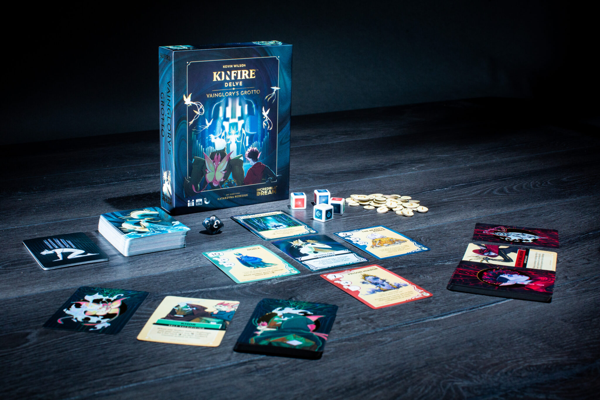 Incredible Dream's Sophomore Game Will Be Cooperative Dungeon Crawler 'Kinfire Delve: Vainglory's Grotto' 1 Kinfire Delve box contents