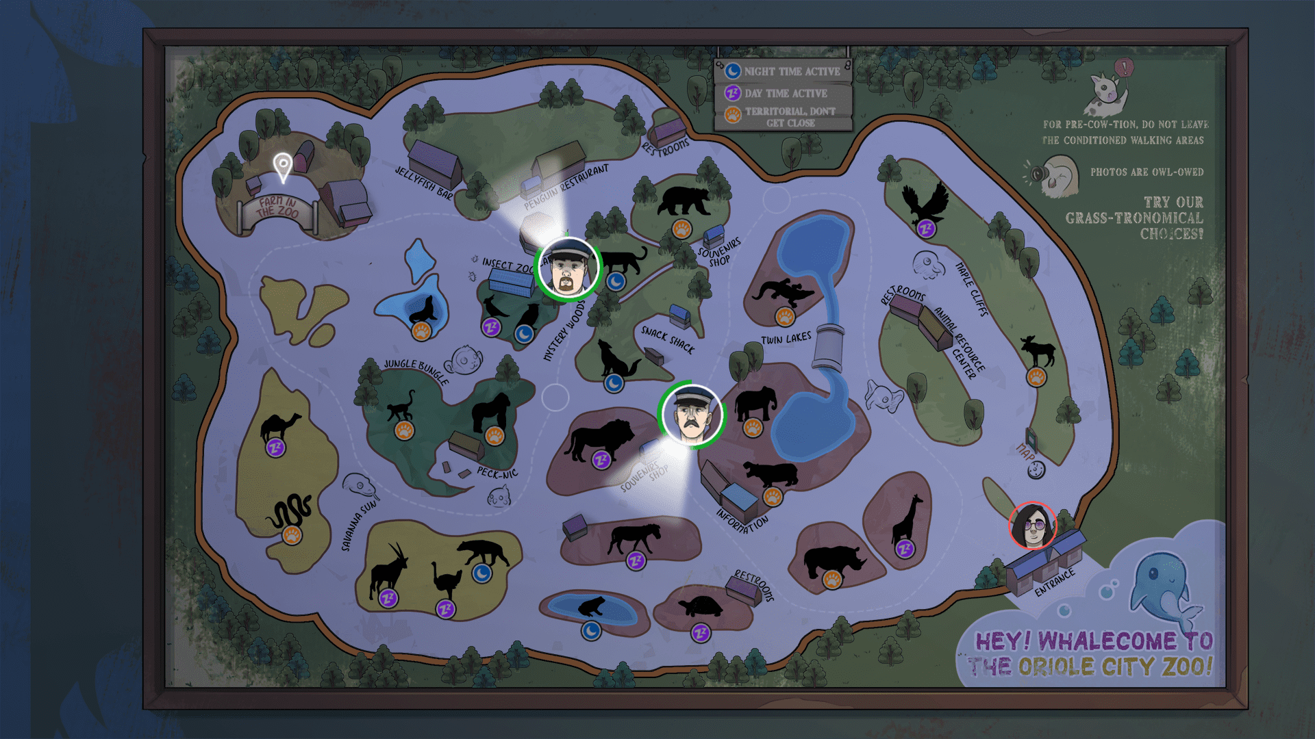 Rotoscoped Frank and Drake is a Satisfying Gothic Mystery 3 A map of the Zoo in Frank and Drake